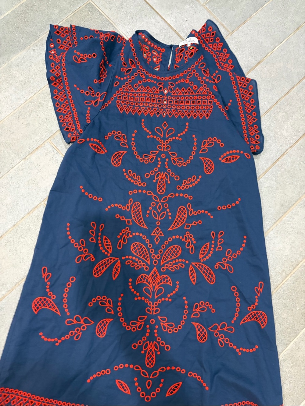 Parker Women’s Navy Dress with Red Embroidery